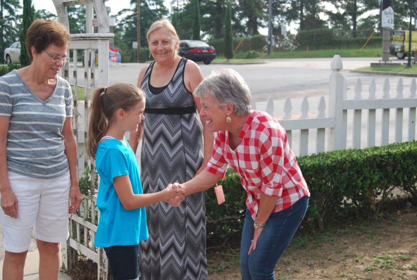 Greeting campers as they arrive