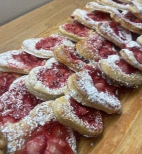 strawberry heart pastries